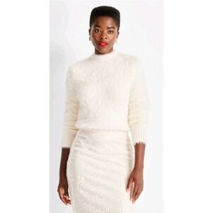 Women's Crewneck Eyelash‎ Sweater – Future Collective – Cream  Xxs